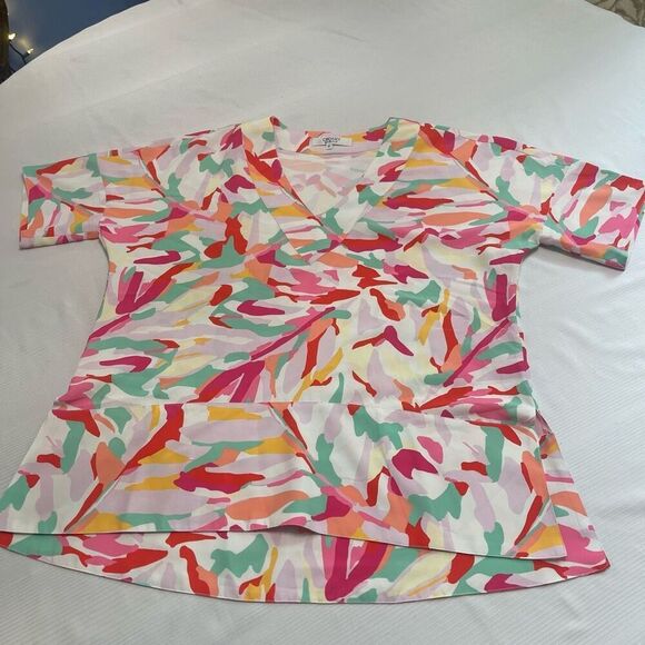 Crosby By Mollie Bunch Suzie Tunic Top Blouse In Water Lillies Size Medium - Picture 1 of 5